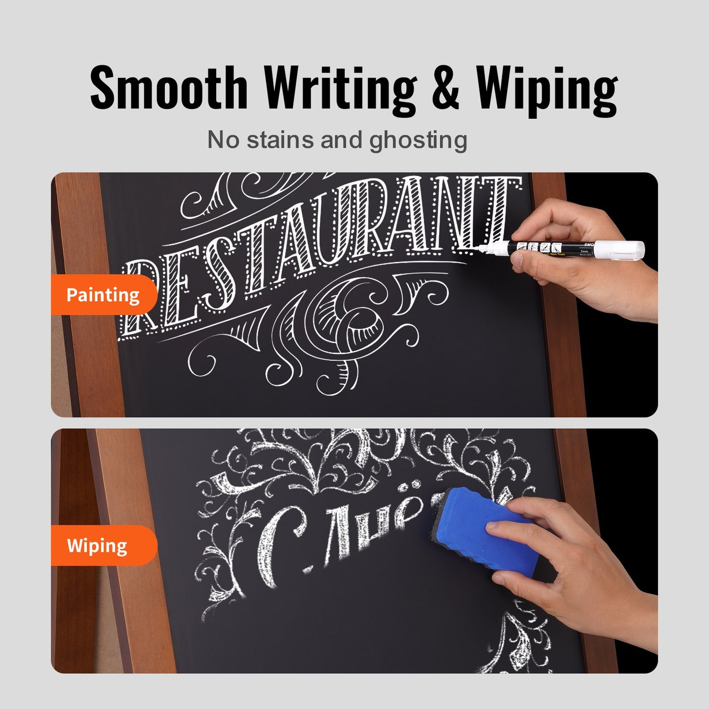 Kreidetafel-Schild mit A-Rahmen, doppelseitige Gehwegschilder, freistehende Vintage-Holztafel mit Kreide und magnetischem Radiergummi, rustikale braune Sandwichtafel für den Außenbereich, 50,8 x 101,6 cm, für Küche, Zuhause, Hochzeit