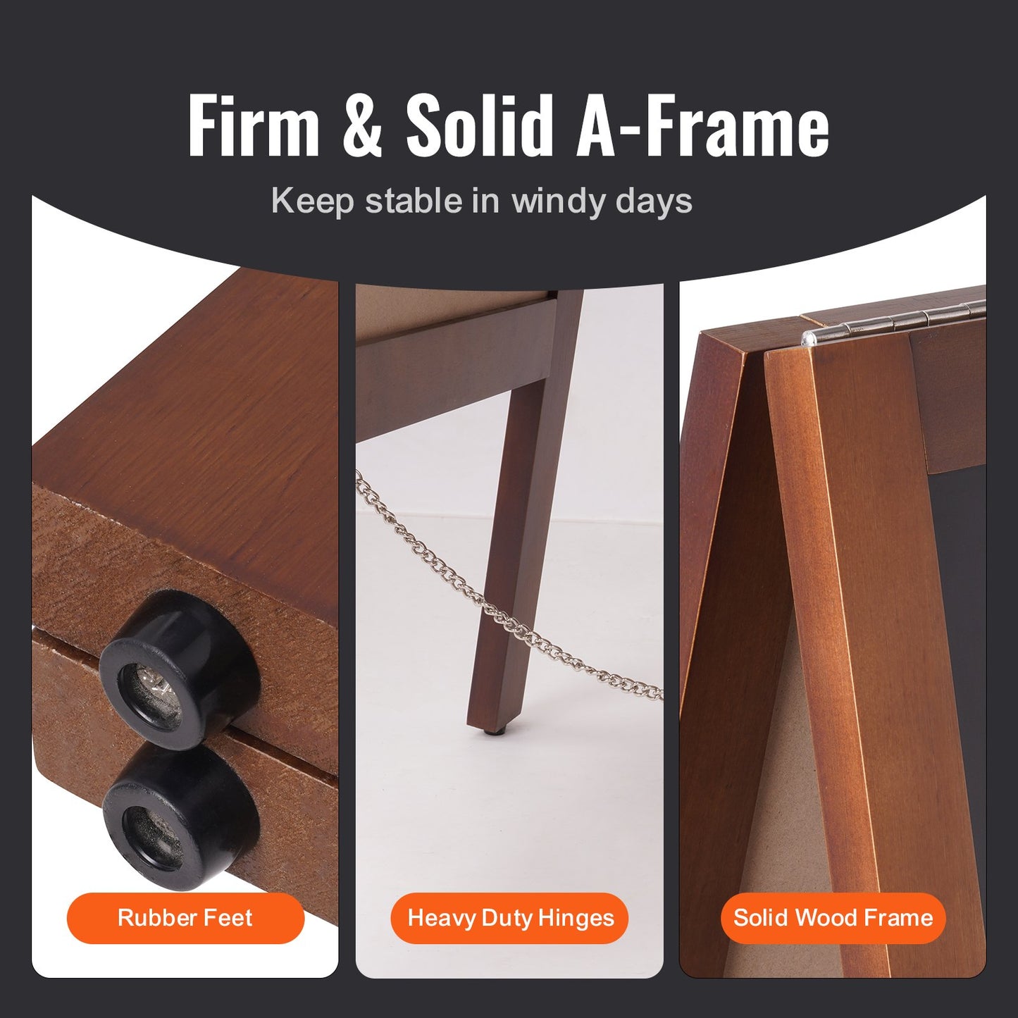 Kreidetafel-Schild mit A-Rahmen, doppelseitige Gehwegschilder, freistehende Vintage-Holztafel mit Kreide und magnetischem Radiergummi, rustikale braune Sandwichtafel für den Außenbereich, 50,8 x 101,6 cm, für Küche, Zuhause, Hochzeit