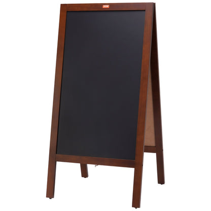 Kreidetafel-Schild mit A-Rahmen, doppelseitige Gehwegschilder, freistehende Vintage-Holztafel mit Kreide und magnetischem Radiergummi, rustikale braune Sandwichtafel für den Außenbereich, 50,8 x 101,6 cm, für Küche, Zuhause, Hochzeit