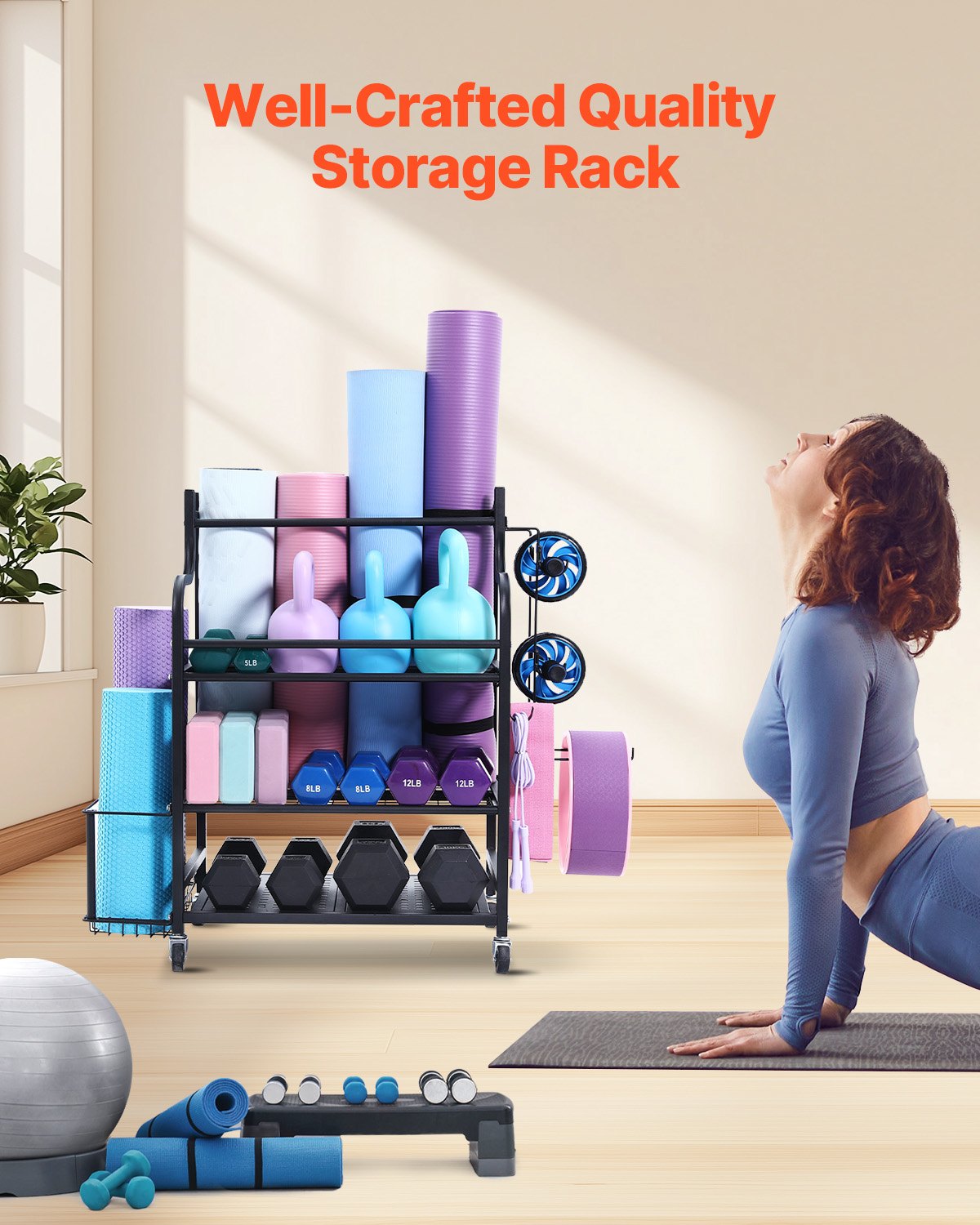 Home Gym Träningsutrustning Organizer Yogamatta Förvaring Viktställ Hantel