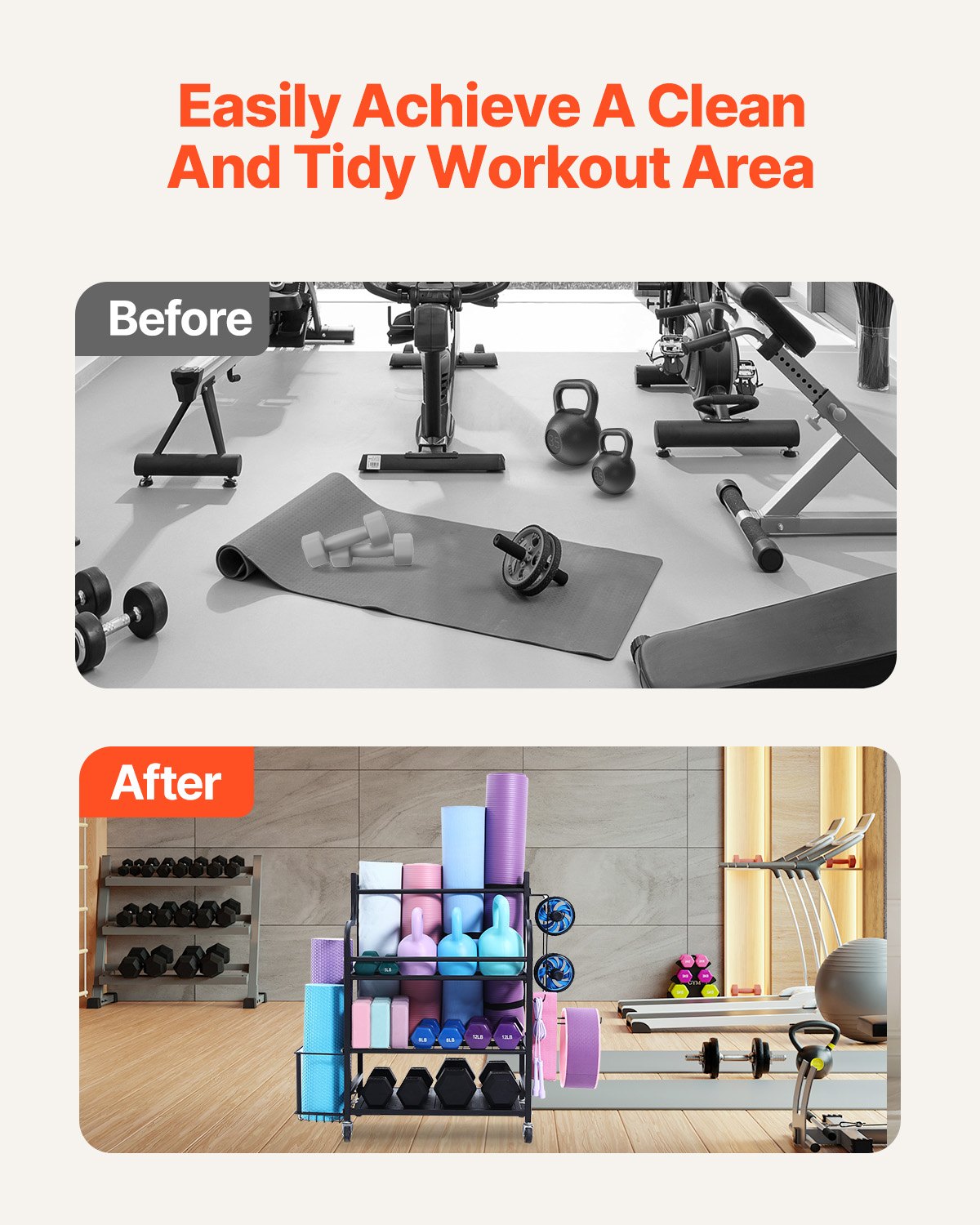 Home Gym Träningsutrustning Organizer Yogamatta Förvaring Viktställ Hantel