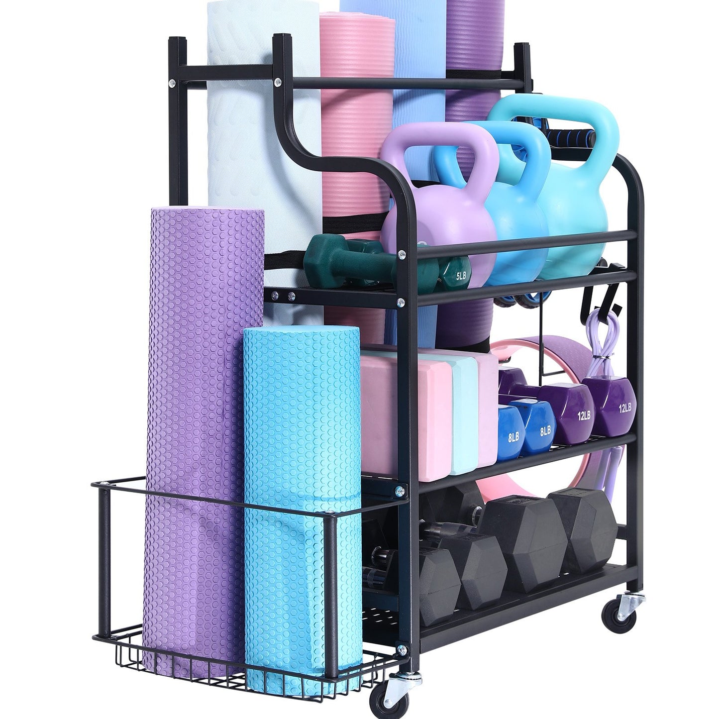 Home Gym Träningsutrustning Organizer Yogamatta Förvaring Viktställ Hantel