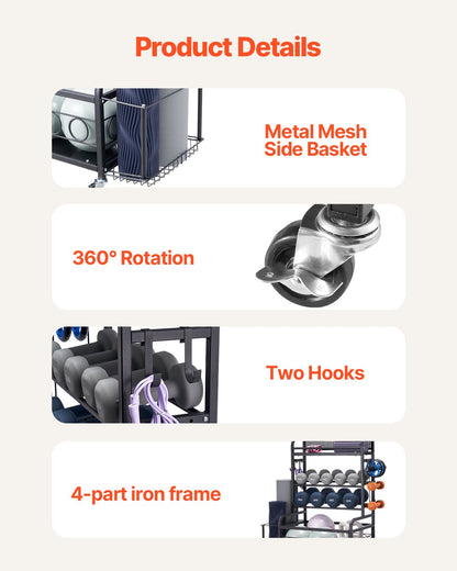 Home Gym Exercise Equipment Organizer Yoga Mat Storage Weight Rack Dumbbell