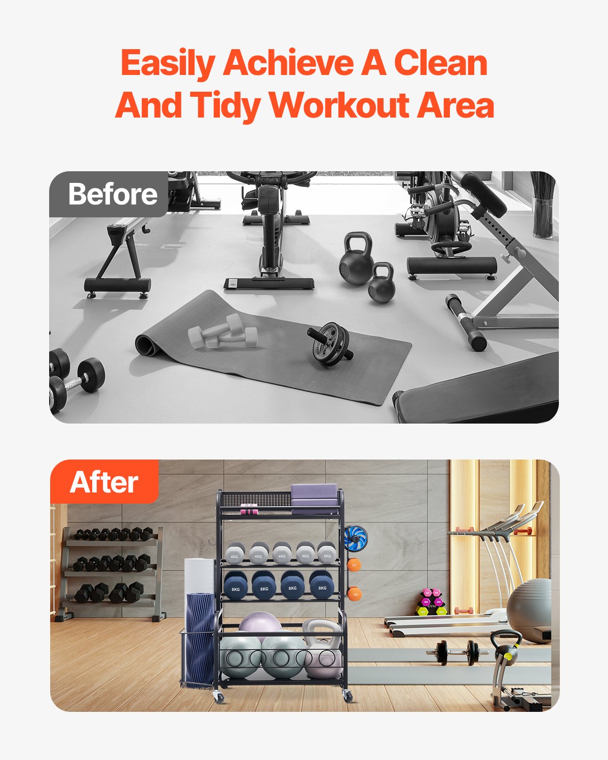 Home Gym Exercise Equipment Organizer Yoga Mat Storage Weight Rack Dumbbell