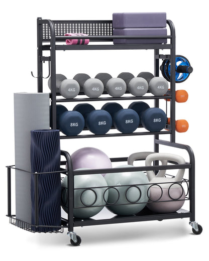 Home Gym Exercise Equipment Organizer Yoga Mat Storage Weight Rack Dumbbell