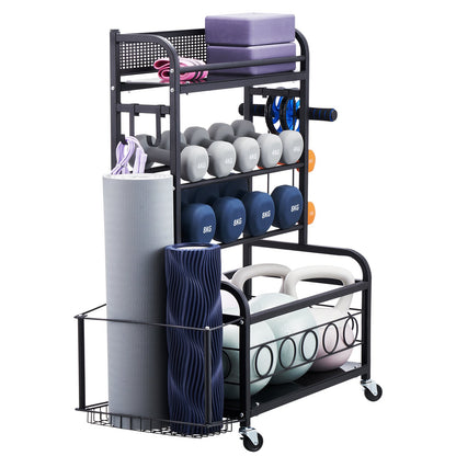 Home Gym Exercise Equipment Organizer Yoga Mat Storage Weight Rack Dumbbell
