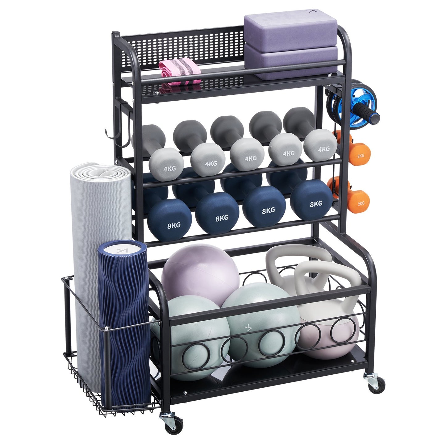 Home Gym Exercise Equipment Organizer Yoga Mat Storage Weight Rack Dumbbell