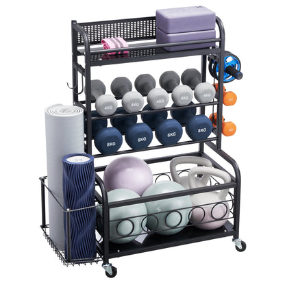 Home Gym Exercise Equipment Organizer Yoga Mat Storage Weight Rack Dumbbell