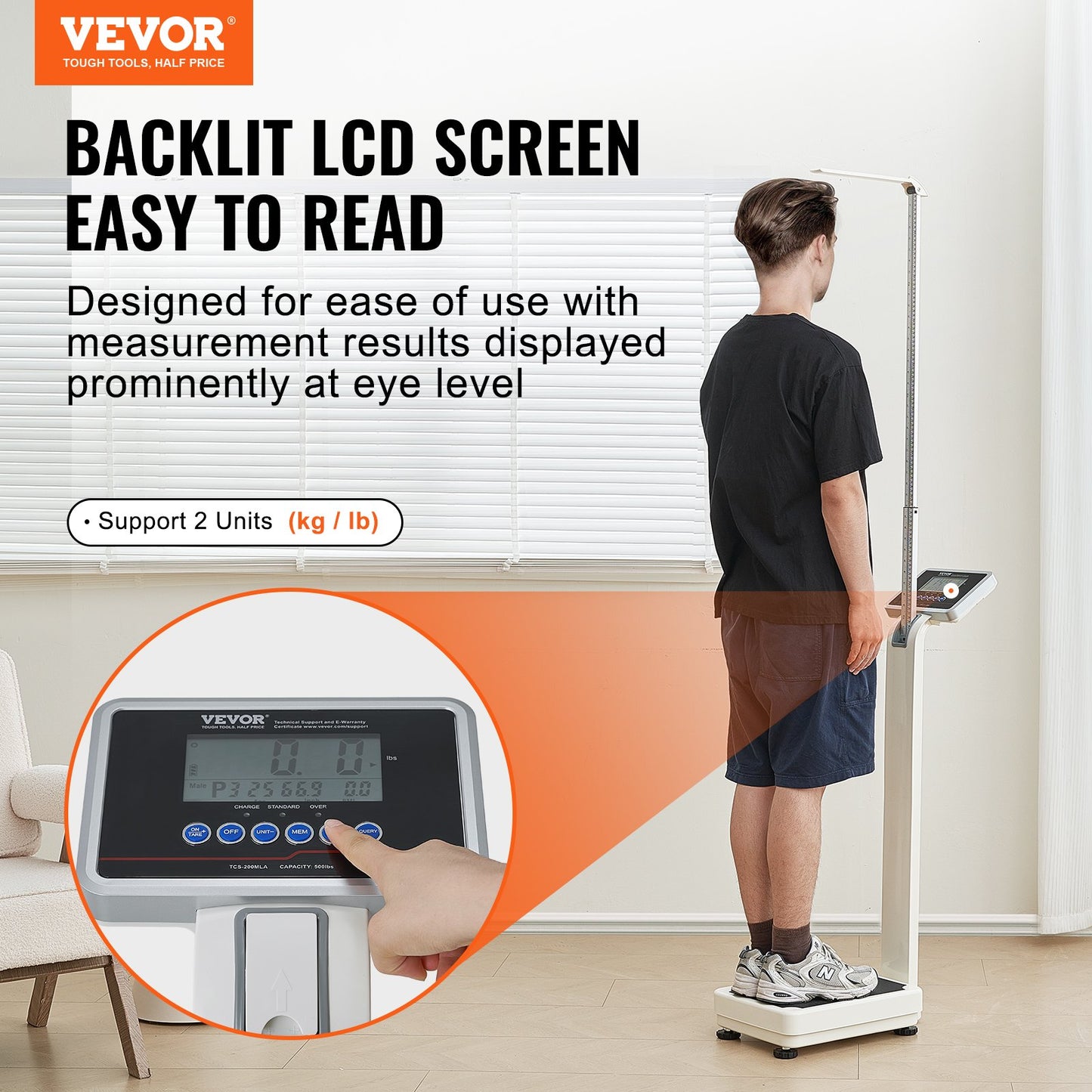 Medical Digital Våg Professionell Läkare Våg för Vikt Höjd 500LB