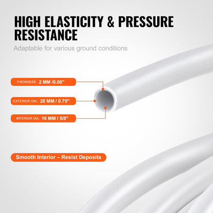 PEX-AL-PEX Pipe, 164 Feet, 0.79'' Diameter Aluminum-Plastic Composite Pipe Oxygen Barrier Radiant Floor PEX Pipe, 0.08'' Thickness Radiant Heat Floor Plumbing Inner Aluminum Layer PEX Pipe Tube