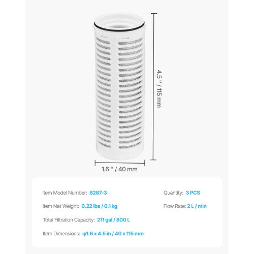 Wasserfilter aus Kanne, 3er-Pack, Ersatz für Wasserfilterkanne 6287