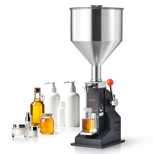 Manual Liquid Filling Machine, 5-50ml Bottle Filler, Adjustable Bottle Filling Machine, Stainless Steel Liquid Filler with Container for Milk Water Juice Essential Oil Shampoo Cosmetic Honey