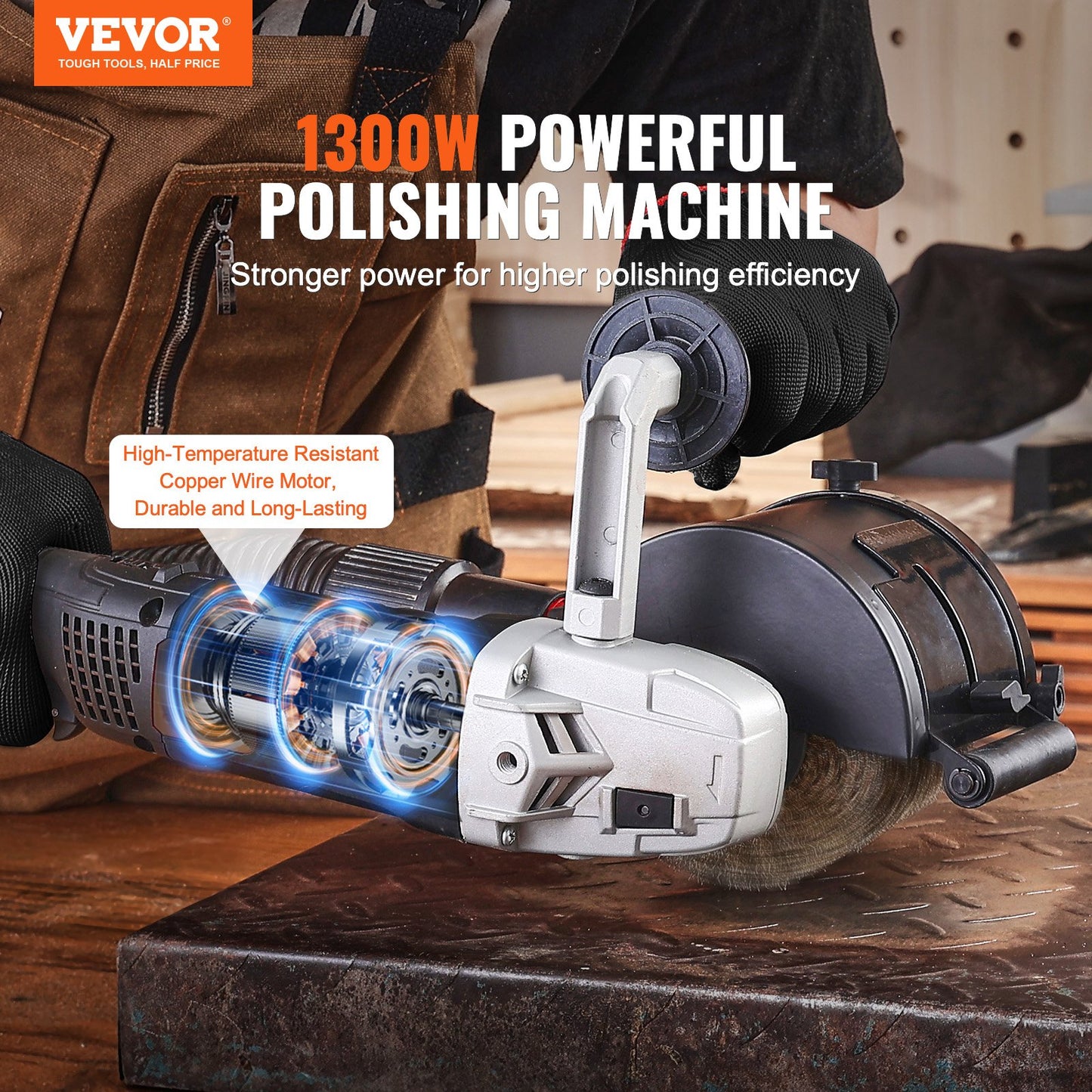 Polishing Polisher 1300W 6-Speed Electric Metal Polisher
