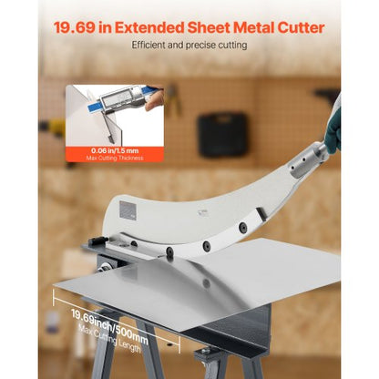 Giljotinsax, 500 mm bäddbredd bänkskärare, manuell handplåtsax för metallplåtbearbetning, med Q235-material, hög precision, stativ, för kretskort, aluminium, stål, koppar, plast |  EU