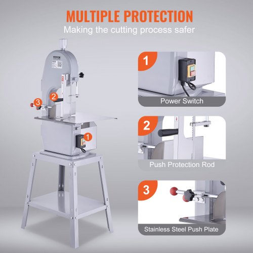 1500W Commercial Electric Meat Band Saw Stainless Steel Bone Saw Machine | EU