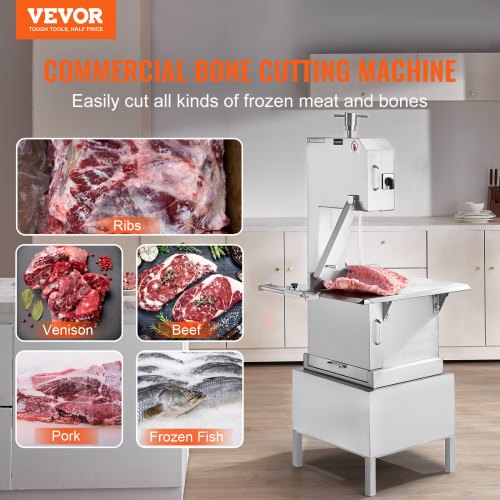 2200W Commercial Electric Meat Band Saw Stainless Steel Bone Saw Machine | EU