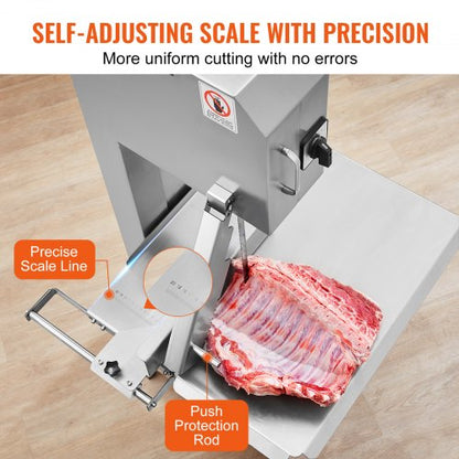 2200W Commercial Electric Meat Band Saw Stainless Steel Bone Saw Machine | EU