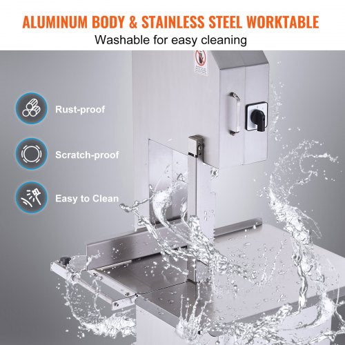 2200W Commercial Electric Meat Band Saw Stainless Steel Bone Saw Machine | EU