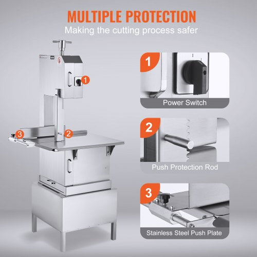 2200W Commercial Electric Meat Band Saw Stainless Steel Bone Saw Machine | EU