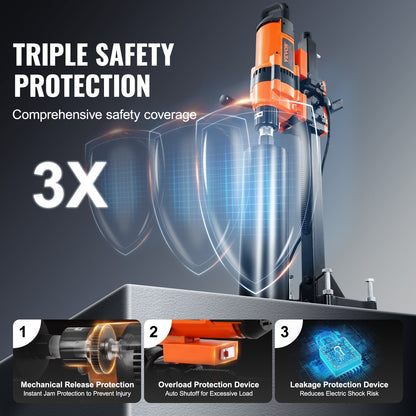 Kernbohrmaschine 0,8-11,8 Zoll Durchmesser 3500W Diamantkernbohranlage mit Ständer