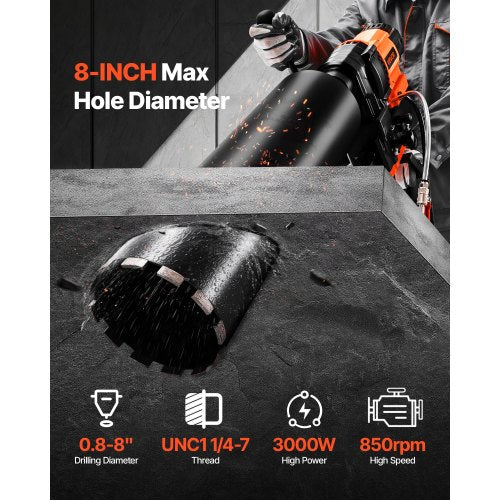 Diamantkernbohrgerät, Betonkernbohrgerät mit Ständer, 8 Zoll, 3000 W