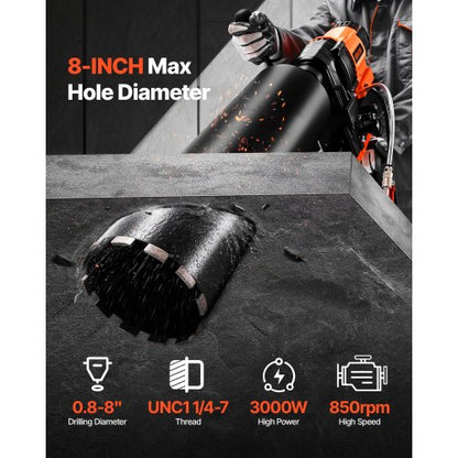 Diamantkernbohrgerät, Betonkernbohrgerät mit Ständer, 8 Zoll, 3000 W
