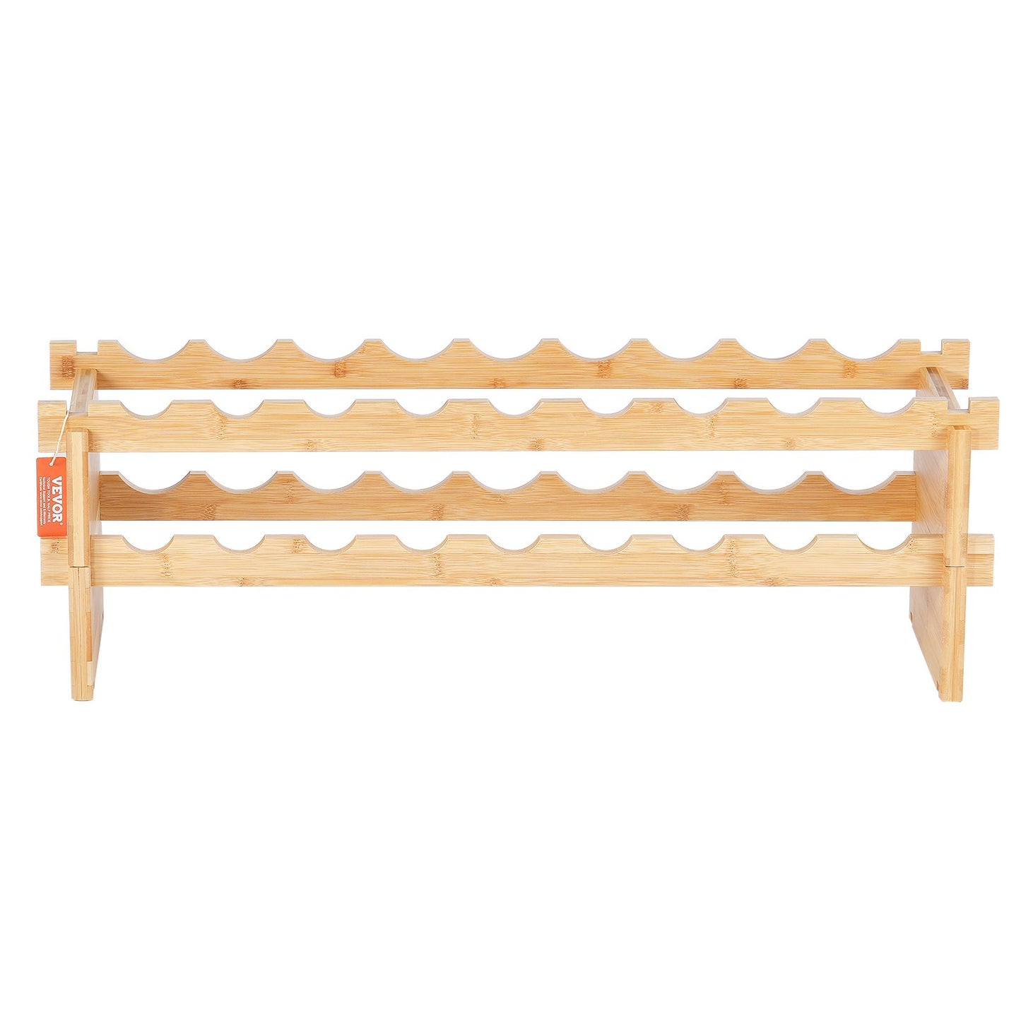 18 Bottles Stackable Modular Wine Rack Bamboo Wood Display Shelf 2-Tier