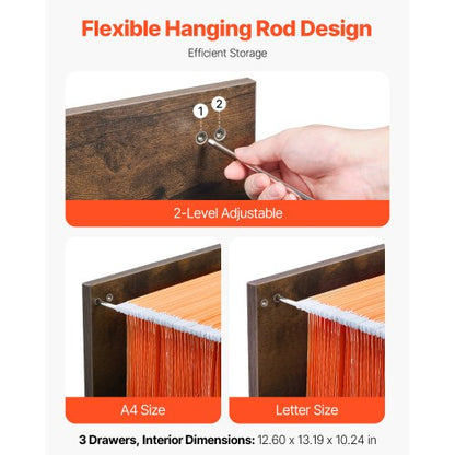 3-drawer filing cabinet vertical filing cabinet with lock for home office | EU