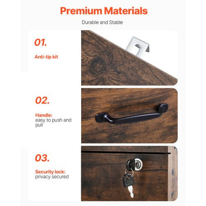 3-drawer filing cabinet vertical filing cabinet with lock for home office | EU