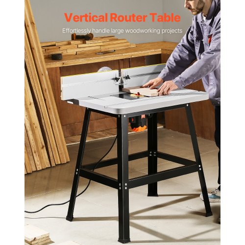 Bänkmonterat fräsbord 89x61 cm med staket i MDF-topp, dammuppsamlingsport