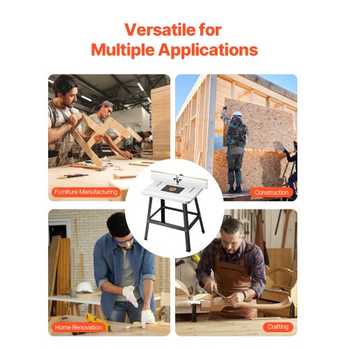 Bänkmonterat fräsbord 89x61 cm med staket i MDF-topp, dammuppsamlingsport