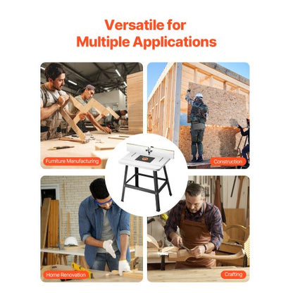 Bänkmonterat fräsbord 89x61 cm med staket i MDF-topp, dammuppsamlingsport