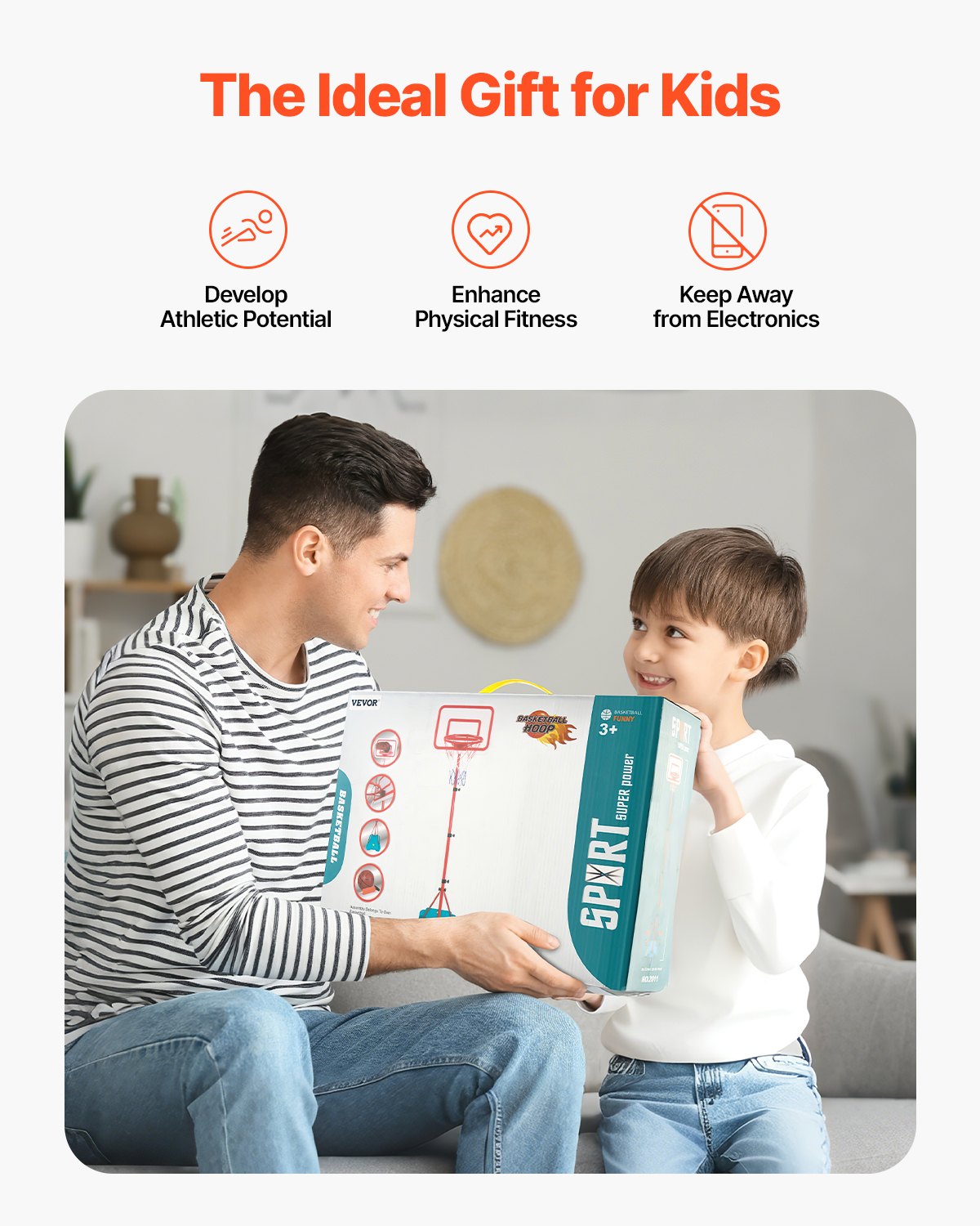 Kids Basketball Hoop Height Adjustable Portable Basketball Court for Children