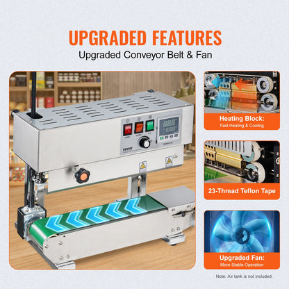 Kontinuerlig påse Band Förseglingsmaskin Vertikal Band Sealer Rostfritt stål