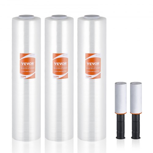 Stretch Film, 15 Inch x 1000 Feet, 3-Pack, 60 Gauge Industrial Strength Clear Durable Stretch Wrap Roll, Heavy Duty Shrink Film Stretch Wrap with Handle for Pallet Wrapping Transport Moving | EU