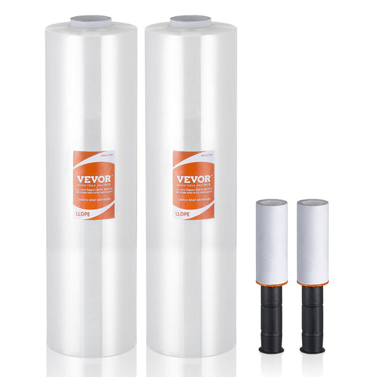 Stretch Film, 15 tum x 1200 fot, 2-pack, 80 Gauge Industriell styrka Klar Slitstark Stretch Wrap Roll, Heavy Duty Krympfilm Stretch Wrap med handtag för pallinpackning Transport Flytta