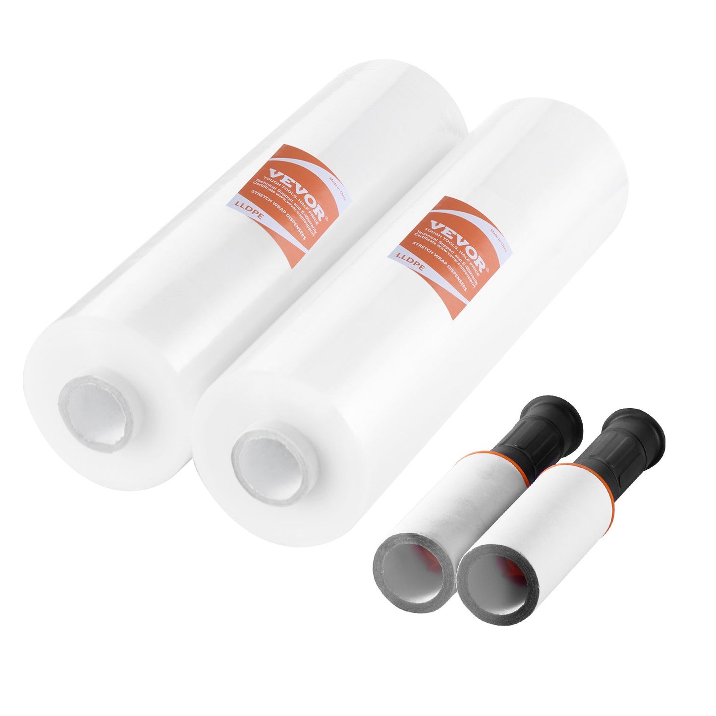 Stretch Film, 15 tum x 1200 fot, 2-pack, 80 Gauge Industriell styrka Klar Slitstark Stretch Wrap Roll, Heavy Duty Krympfilm Stretch Wrap med handtag för pallinpackning Transport Flytta