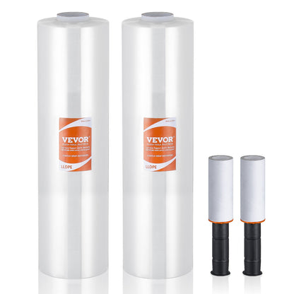 Stretch Film, 15 tum x 1200 fot, 2-pack, 80 Gauge Industriell styrka Klar Slitstark Stretch Wrap Roll, Heavy Duty Krympfilm Stretch Wrap med handtag för pallinpackning Transport Flytta