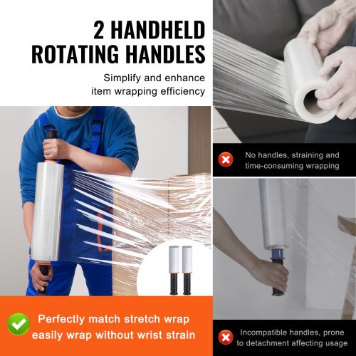 Stretchfolie, 15 Zoll x 1200 Fuß, 1 Packung, 80 Gauge Industriestärke, transparente, langlebige Stretchfolienrolle, strapazierfähige Schrumpffolie mit Griff zum Verpacken von Paletten, Transport und Umzügen | EU