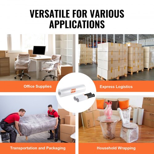 Stretchfolie, 15 Zoll x 1200 Fuß, 1 Packung, 80 Gauge Industriestärke, transparente, langlebige Stretchfolienrolle, strapazierfähige Schrumpffolie mit Griff zum Verpacken von Paletten, Transport und Umzügen | EU
