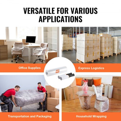 Stretchfolie, 15 Zoll x 1200 Fuß, 1 Packung, 80 Gauge Industriestärke, transparente, langlebige Stretchfolienrolle, strapazierfähige Schrumpffolie mit Griff zum Verpacken von Paletten, Transport und Umzügen | EU