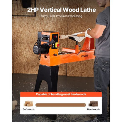 Woodworking Lathe 2 HP 18 x 40 Inch Wood Lathe Variable Speed 0-3200 RPM