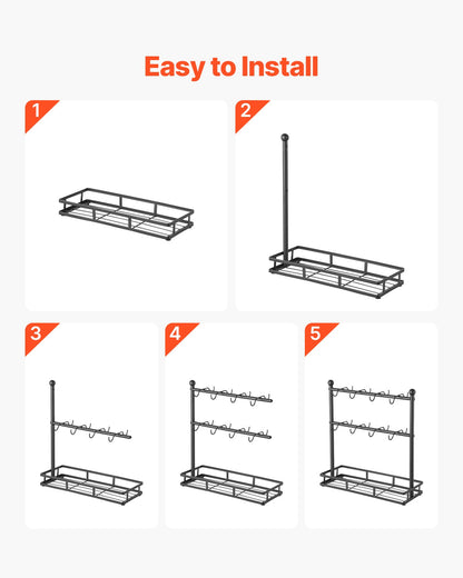 Coffee Mug Holder for Countertop 16 Hooks Cup Rack with Storage Base