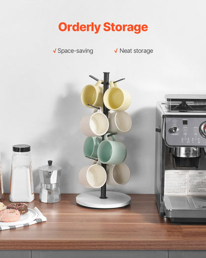 Cup Holder Tree with Marble Base 8 Hooks Cup Tree Stand for Countertop Kitchen