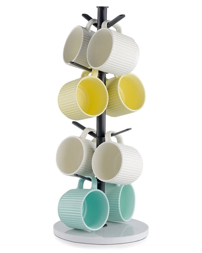 Cup Holder Tree with Marble Base 8 Hooks Cup Tree Stand for Countertop Kitchen
