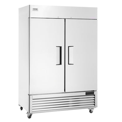 Gewerbe-Gefrierschrank 38,83 Kubikfuß, Gefrierschrank mit 2 Türen, automatisches Abtauen, Edelstahl-Gefrierschrank mit 6 verstellbaren Ablagen, Temperaturregelung von -13 bis 5℉ und 4 Rädern