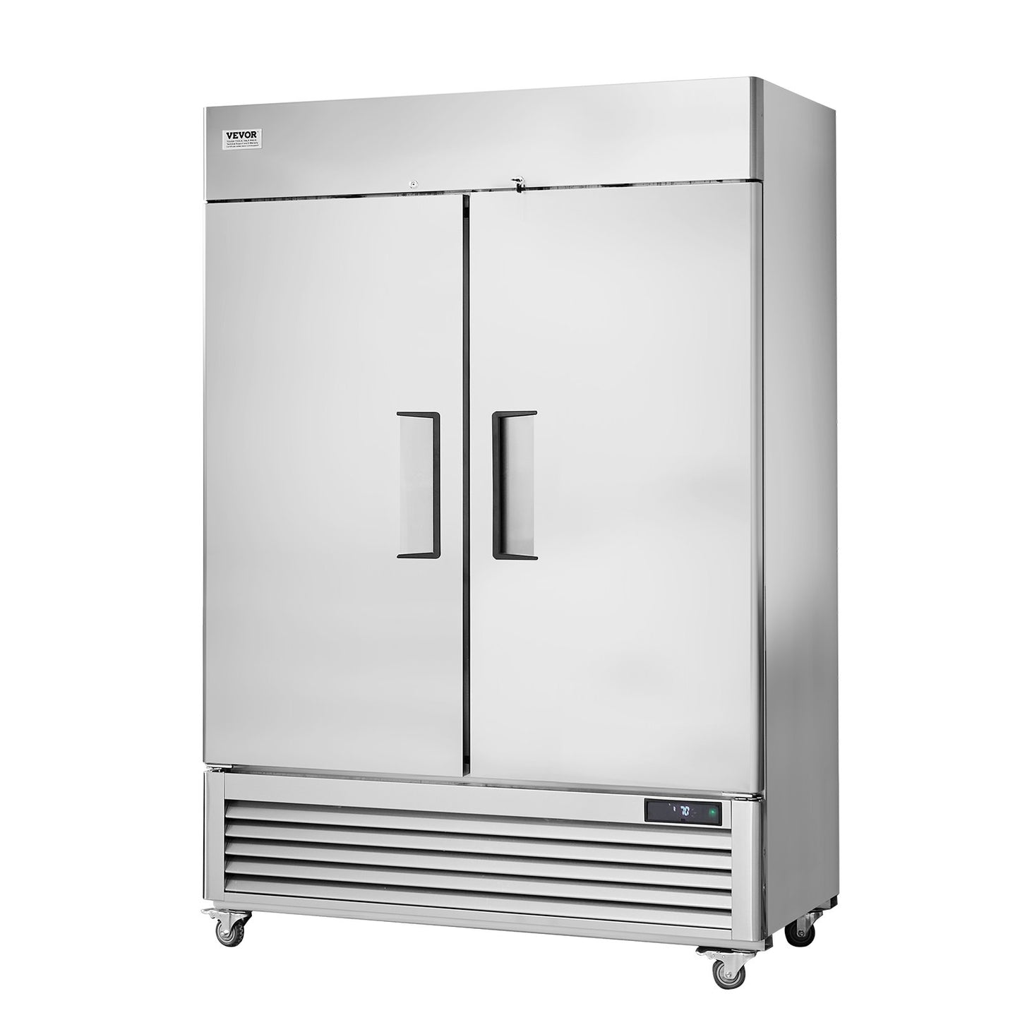 Gewerbe-Gefrierschrank 38,83 Kubikfuß, Gefrierschrank mit 2 Türen, automatisches Abtauen, Edelstahl-Gefrierschrank mit 6 verstellbaren Ablagen, Temperaturregelung von -13 bis 5℉ und 4 Rädern