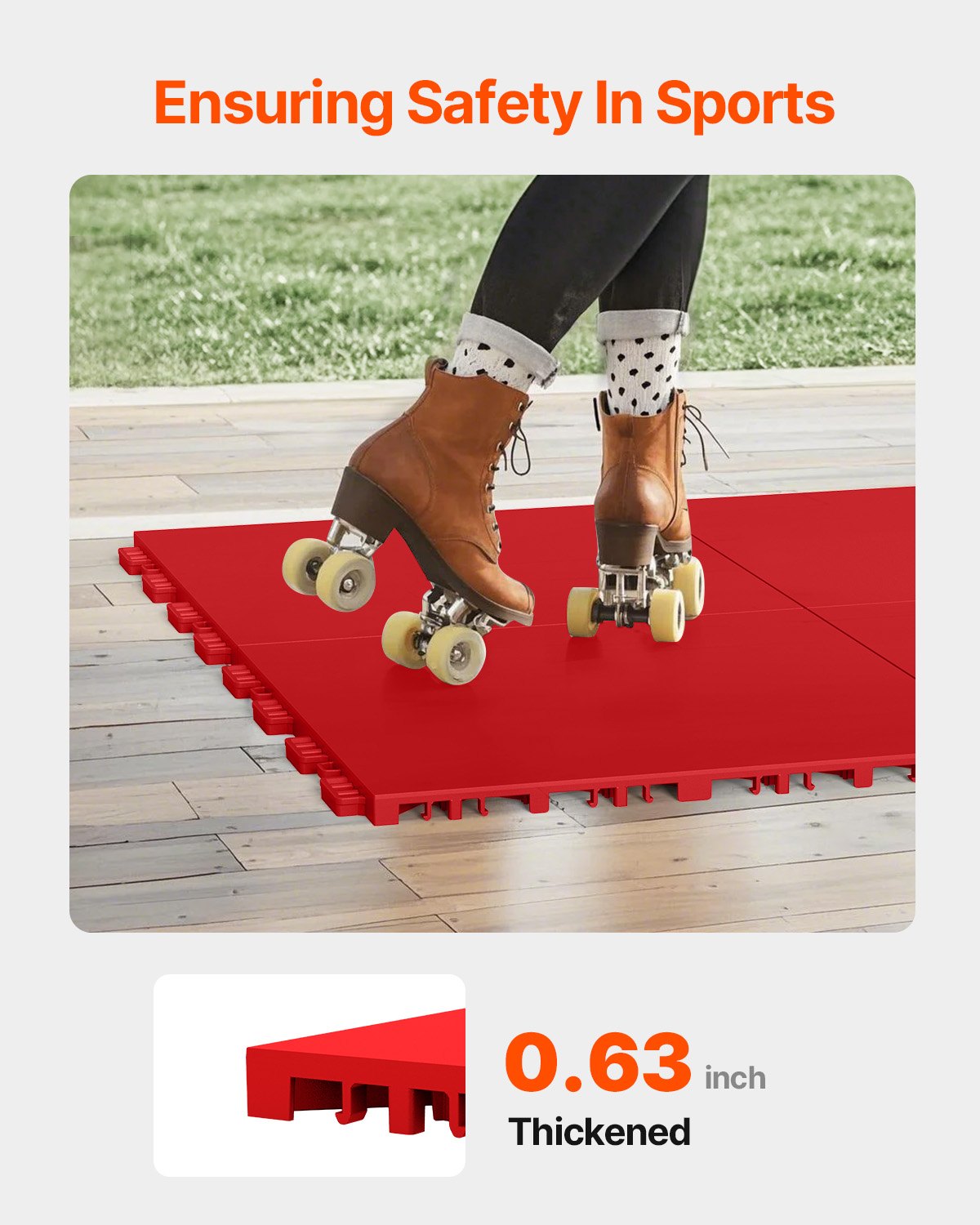 Gym Flooring Set 8 PCS Interlocking PP Puzzle Rubber Tiles Red