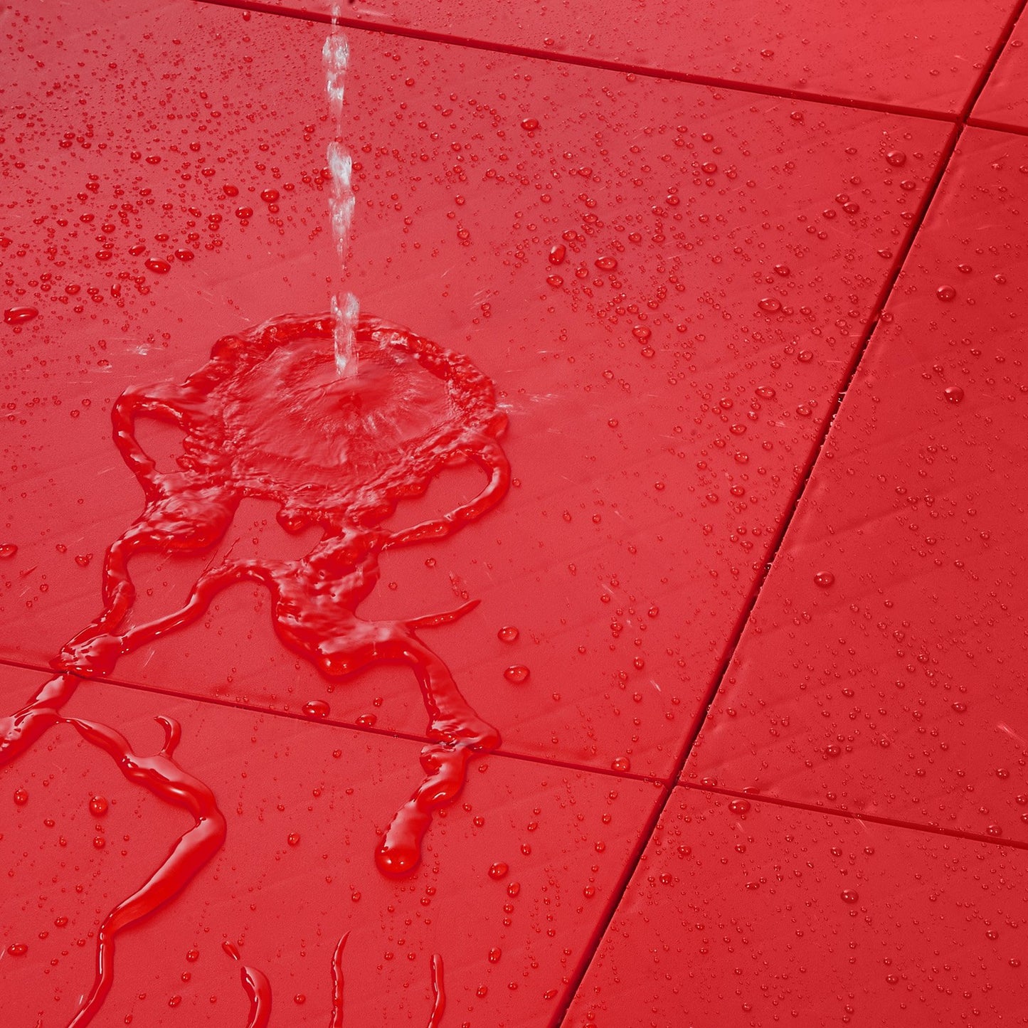 Gym Flooring Set 8 PCS Interlocking PP Puzzle Rubber Tiles Red