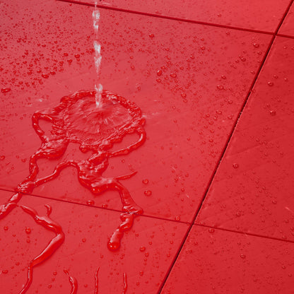 Gym Flooring Set 8 PCS Interlocking PP Puzzle Rubber Tiles Red